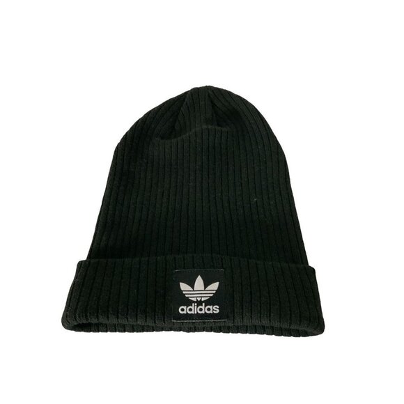 ADIDAS LADIES SOLID BLACK RIBBED PATTERN BEANIE NWOT OS - Picture 8 of 8
